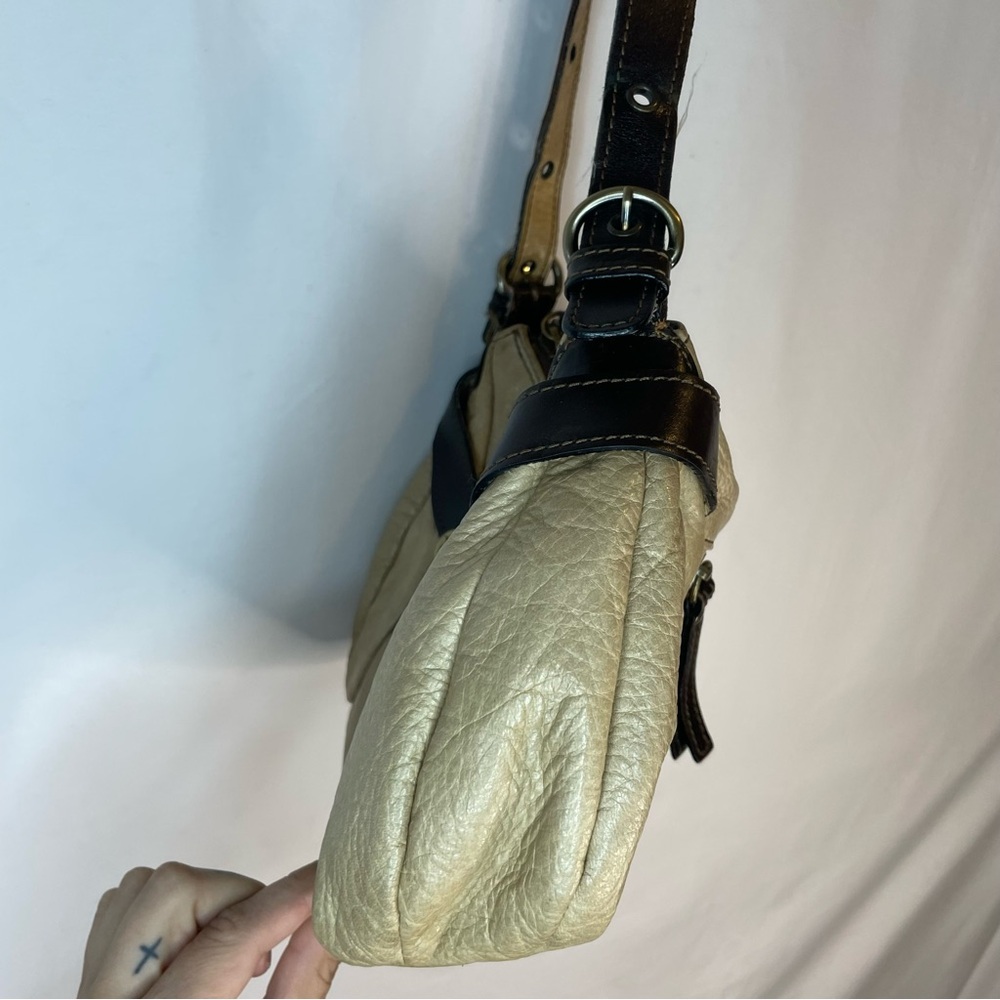 y2k THE TREND leather shoulder bag Italian made purse buckle detail baguette - Picture 5 of 16